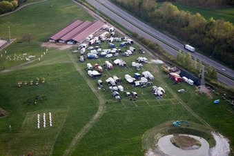 Neewiller-près-Lauterbourg in the state Bas-Rhin, France seen from above