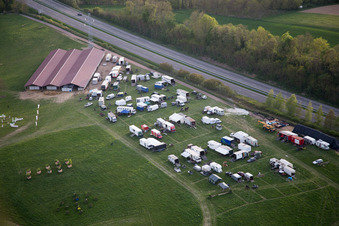 Bird's eye view of Neewiller-près-Lauterbourg in the state Bas-Rhin, France
