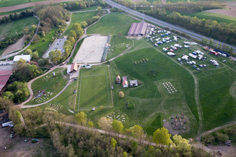 Neewiller-près-Lauterbourg in the state Bas-Rhin, France viewn from the air