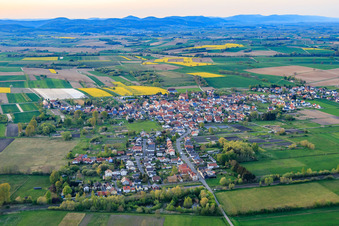 Aerial view of View of the town from the south in Kapsweyer in the state Rhineland-Palatinate, Germany
