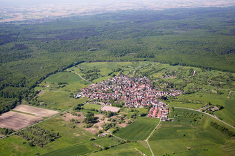 Oblique view of District Büchelberg in Wörth am Rhein in the state Rhineland-Palatinate, Germany