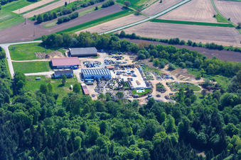 Palatinum landscape and garden design in Hagenbach in the state Rhineland-Palatinate, Germany from above