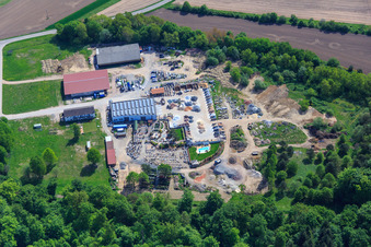 Palatinum landscape and garden design in Hagenbach in the state Rhineland-Palatinate, Germany seen from above