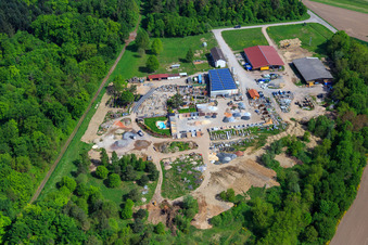 Drone recording of Palatinum landscape and garden design in Hagenbach in the state Rhineland-Palatinate, Germany