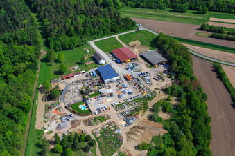 Palatinum landscape and garden design in Hagenbach in the state Rhineland-Palatinate, Germany from a drone