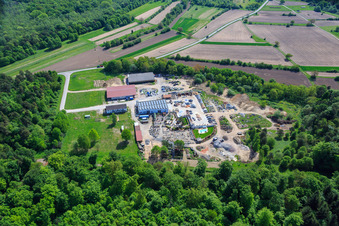 Aerial view of Palatinum landscape and garden design in Hagenbach in the state Rhineland-Palatinate, Germany