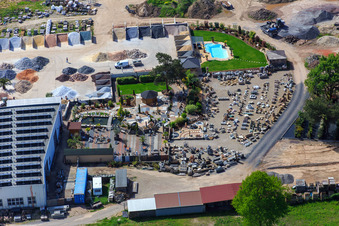 Palatinum landscape and garden design in Hagenbach in the state Rhineland-Palatinate, Germany from the plane