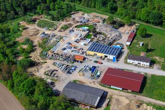 Drone recording of Palatinum landscape and garden design in Hagenbach in the state Rhineland-Palatinate, Germany