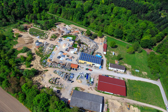 Palatinum landscape and garden design in Hagenbach in the state Rhineland-Palatinate, Germany viewn from the air