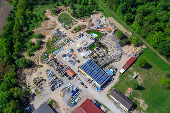 Drone recording of Palatinum landscape and garden design in Hagenbach in the state Rhineland-Palatinate, Germany