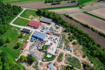 Aerial view of Palatinum landscape and garden design in Hagenbach in the state Rhineland-Palatinate, Germany