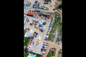 Palatinum landscape and garden design in Hagenbach in the state Rhineland-Palatinate, Germany from above