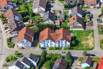 Drachenfelsstr in Hagenbach in the state Rhineland-Palatinate, Germany viewn from the air