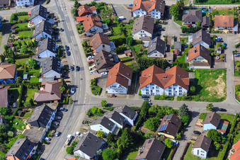 Drone recording of Drachenfelsstr in Hagenbach in the state Rhineland-Palatinate, Germany