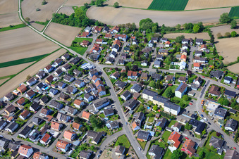 Aerial view of Raiffeisenstr in Hagenbach in the state Rhineland-Palatinate, Germany