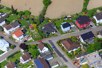 Bird's eye view of Konrad Adenauer Ring in Hagenbach in the state Rhineland-Palatinate, Germany