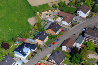 Aerial view of Konrad Adenauer Ring in Hagenbach in the state Rhineland-Palatinate, Germany