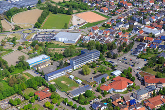 Aerial view of Hainbuchenschule Primary School Hagenbach in Hagenbach in the state Rhineland-Palatinate, Germany