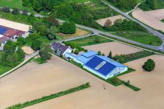 Aerial view of Sports meeting tennis hall in Hagenbach in the state Rhineland-Palatinate, Germany