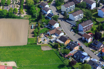 Konrad Adenauer Ring in Hagenbach in the state Rhineland-Palatinate, Germany viewn from the air