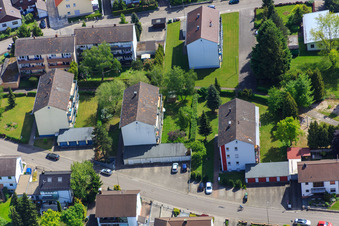Aerial view of Konrad Adenauer Ring in Hagenbach in the state Rhineland-Palatinate, Germany