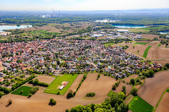 City overview from the west in Hagenbach in the state Rhineland-Palatinate, Germany