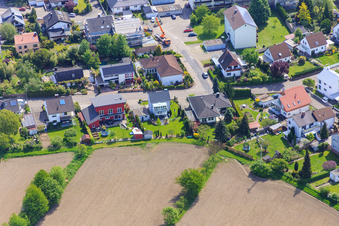 Oblique view of Konrad Adenauer Ring in Hagenbach in the state Rhineland-Palatinate, Germany