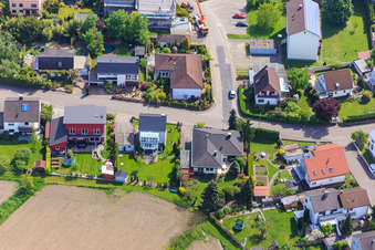 Konrad Adenauer Ring in Hagenbach in the state Rhineland-Palatinate, Germany from the plane