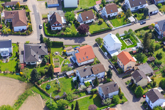 Aerial view of Birkenstr in Hagenbach in the state Rhineland-Palatinate, Germany