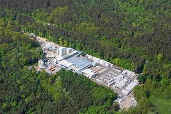 Aerial photograpy of Sand-lime stone works Schencking GmbH & Co. KG, Bienwald plant in the district Büchelberg in Wörth am Rhein in the state Rhineland-Palatinate, Germany