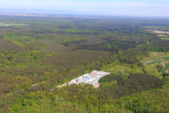 Sand-lime stone works Schencking GmbH & Co. KG, Bienwald plant in the district Büchelberg in Wörth am Rhein in the state Rhineland-Palatinate, Germany from the plane