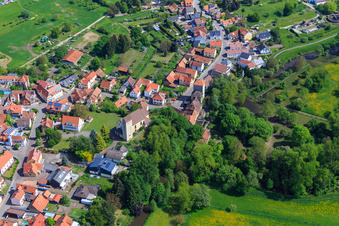 Aerial view of St. Bartholomew in Berg in the state Rhineland-Palatinate, Germany