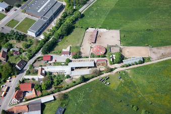 Aerial view of Bienwald Ranch in the district Neulauterburg in Berg in the state Rhineland-Palatinate, Germany