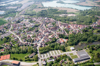 Lauterbourg in the state Bas-Rhin, France from a drone