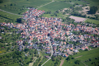 Aerial view of Village view in the district Buechelberg in Woerth am Rhein in the state Rhineland-Palatinate