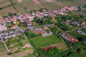 Aerial view of Sports field of TuS 1906 Forst eV in Forst an der Weinstraße in the state Rhineland-Palatinate, Germany
