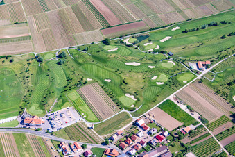 Golf course in Dackenheim in the state Rhineland-Palatinate, Germany viewn from the air