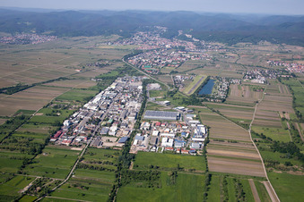 Aerial view of Bruchstr industrial area in Bad Dürkheim in the state Rhineland-Palatinate, Germany