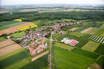 Aerial view of District Eckartshausen in Werneck in the state Bavaria, Germany