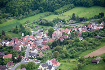 Aerial photograpy of District Eckartshausen in Werneck in the state Bavaria, Germany