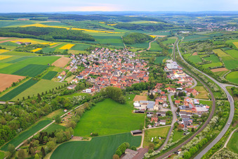 Village view on the B26 from the east in the district Gänheim in Arnstein in the state Bavaria, Germany