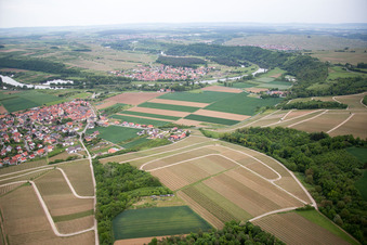 Aerial view of District Untereisenheim in Eisenheim in the state Bavaria, Germany