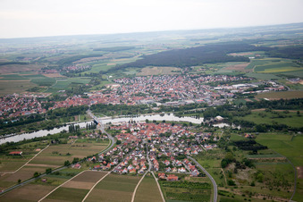 Oblique view of From the west in the district Astheim in Volkach in the state Bavaria, Germany