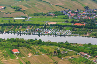 Ankergrund campsite on the banks of the Main in Volkach in the state Bavaria, Germany