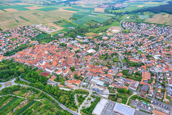 Old town from the southwest in Volkach in the state Bavaria, Germany