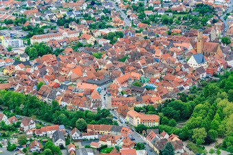 Old town from the northwest in Volkach in the state Bavaria, Germany