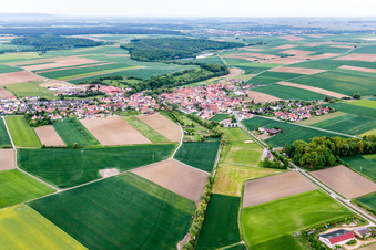 Aerial view of Village - View in the district Zeilitzheim in Kolitzheim in the state Bavaria, Germany