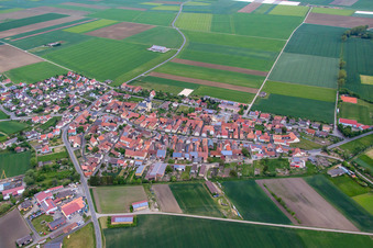 Aerial view of District Herlheim in Kolitzheim in the state Bavaria, Germany
