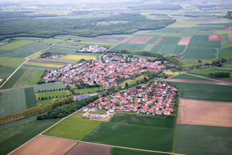 Town View of the streets and houses of the residential areas in the district Moenchstockheim in Sulzheim in the state Bavaria
