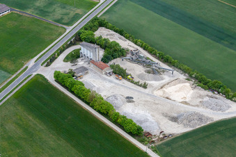 Site and tailings area of the gravel mining of Concrete-manufacturer in Sulzheim in the state Bavaria, Germany